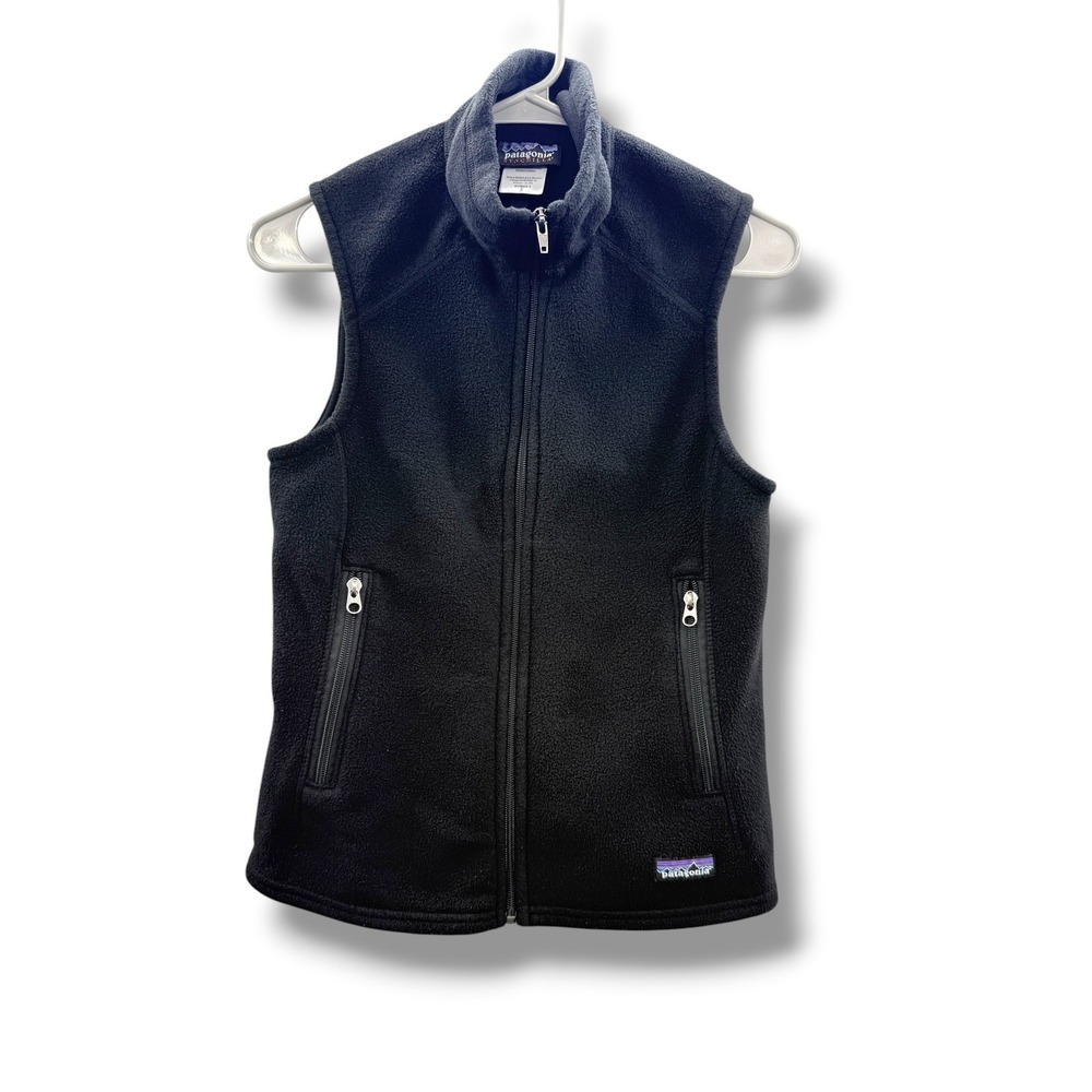 Patagonia‎ Synchilla Fleece Vest Womens Small Black Full Zip Outdoor Layering
